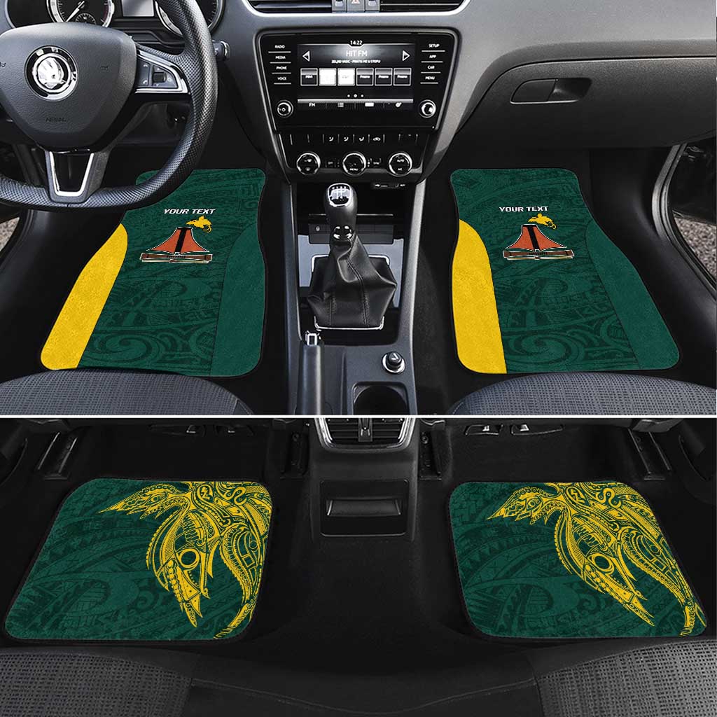 Personalised PNG Jiwaka Province Car Mats Bird of Paradise Tattoo Flag Motif LT9 Set 4pcs Green - Polynesian Pride