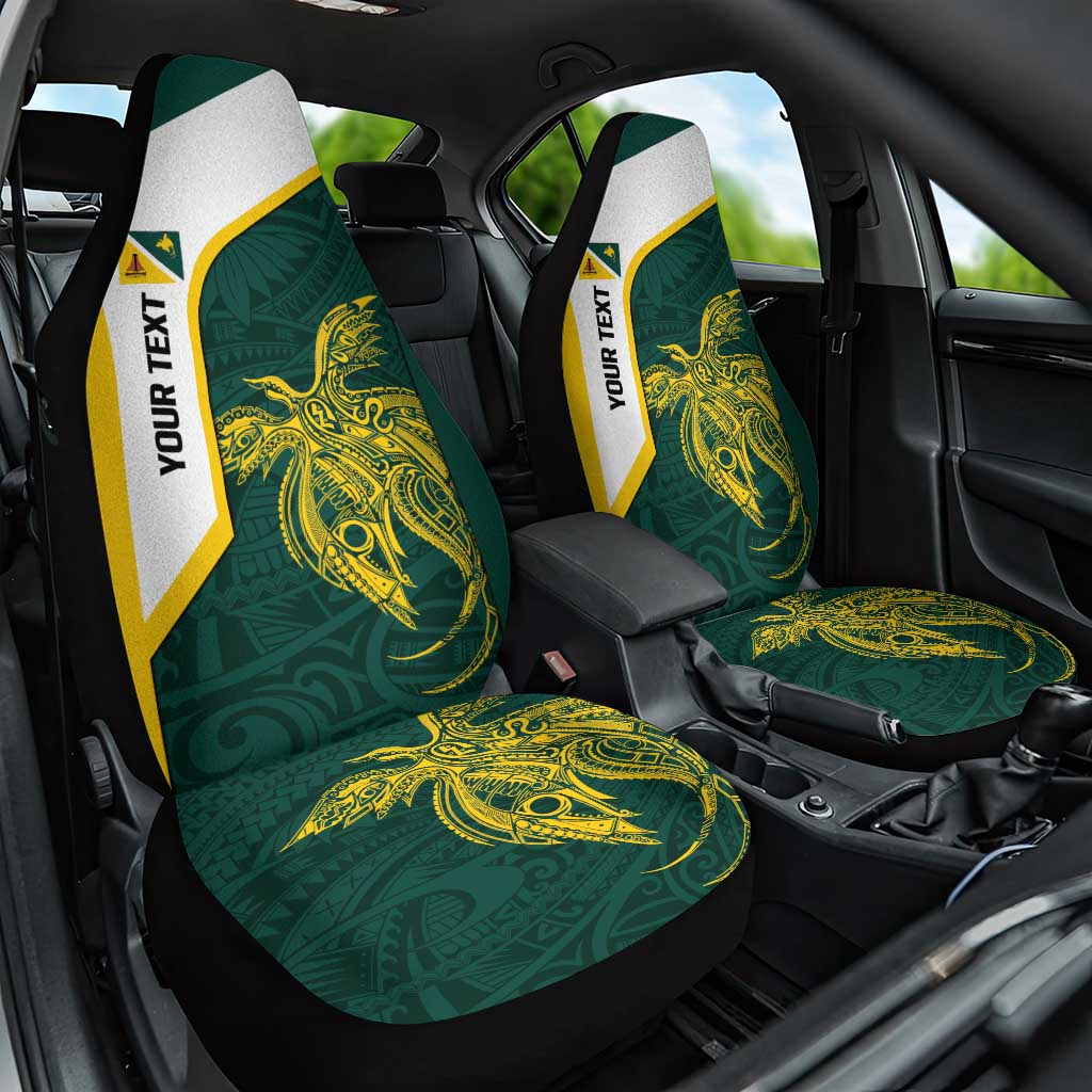 Personalised PNG Jiwaka Province Car Seat Cover Bird of Paradise Tattoo Flag Motif LT9 One Size Green - Polynesian Pride