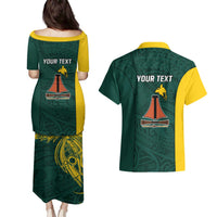 Personalised PNG Jiwaka Province Couples Matching Puletasi and Hawaiian Shirt Bird of Paradise Tattoo Flag Motif LT9 - Polynesian Pride