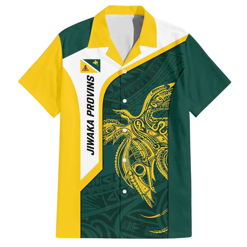 Personalised PNG Jiwaka Province Family Matching Off Shoulder Maxi Dress and Hawaiian Shirt Bird of Paradise Tattoo Flag Motif LT9 Dad's Shirt - Short Sleeve Green - Polynesian Pride