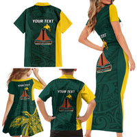 Personalised PNG Jiwaka Province Family Matching Short Sleeve Bodycon Dress and Hawaiian Shirt Bird of Paradise Tattoo Flag Motif LT9 - Polynesian Pride