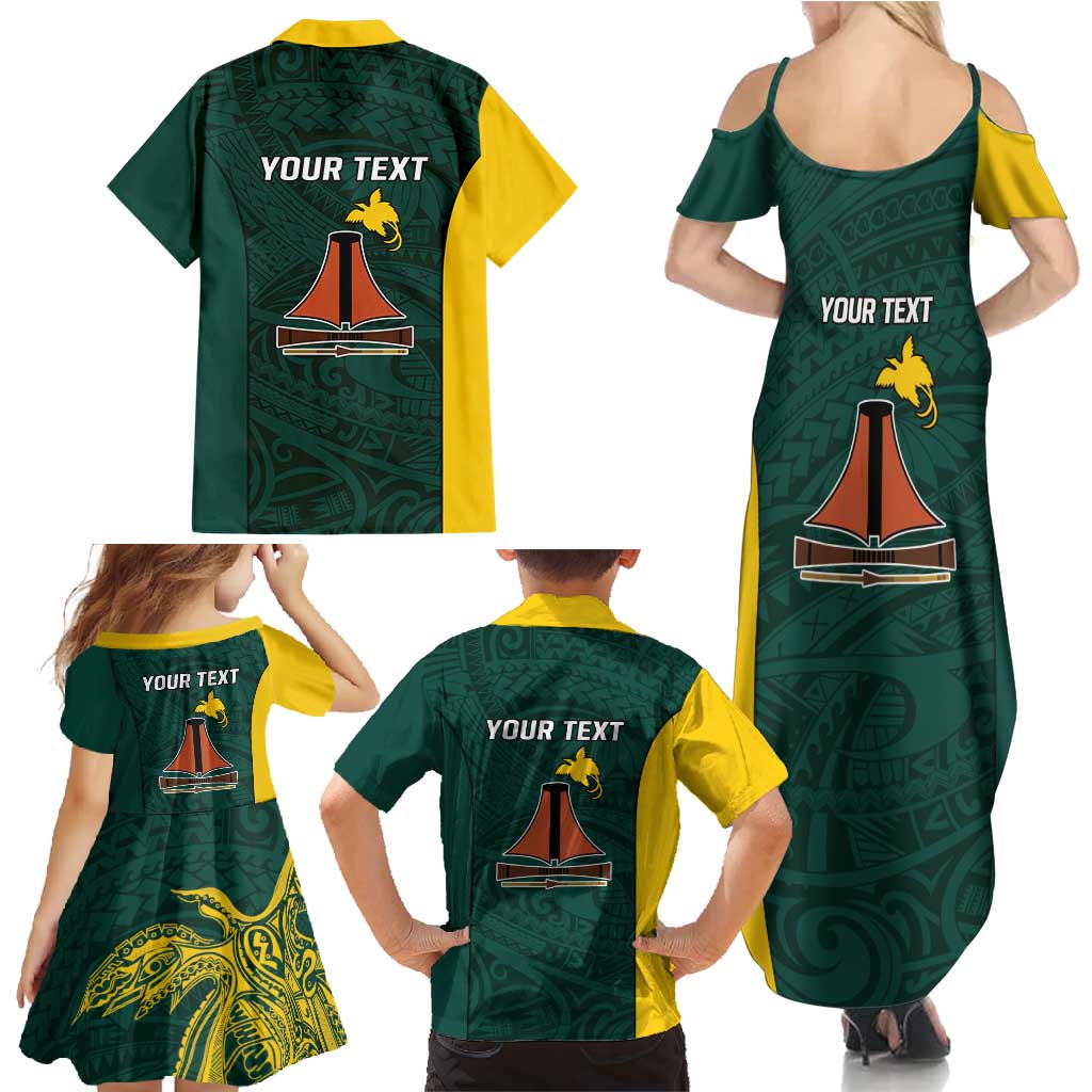 Personalised PNG Jiwaka Province Family Matching Summer Maxi Dress and Hawaiian Shirt Bird of Paradise Tattoo Flag Motif LT9 - Polynesian Pride