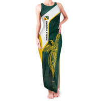 Personalised PNG Jiwaka Province Family Matching Tank Maxi Dress and Hawaiian Shirt Bird of Paradise Tattoo Flag Motif LT9 Mom's Dress Green - Polynesian Pride
