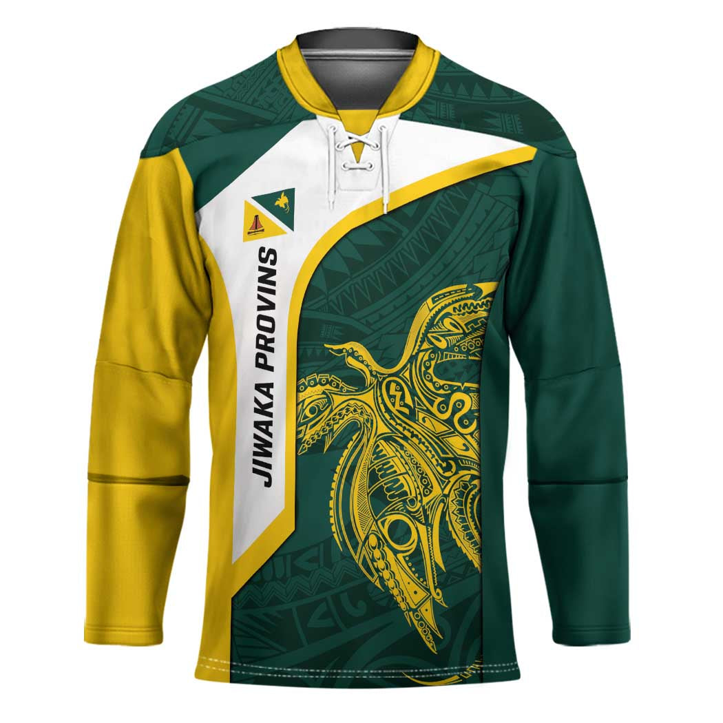 Personalised PNG Jiwaka Province Hockey Jersey Bird of Paradise Tattoo Flag Motif LT9 Unisex Green - Polynesian Pride