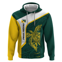 Personalised PNG Jiwaka Province Hoodie Bird of Paradise Tattoo Flag Motif LT9 Pullover Hoodie Green - Polynesian Pride