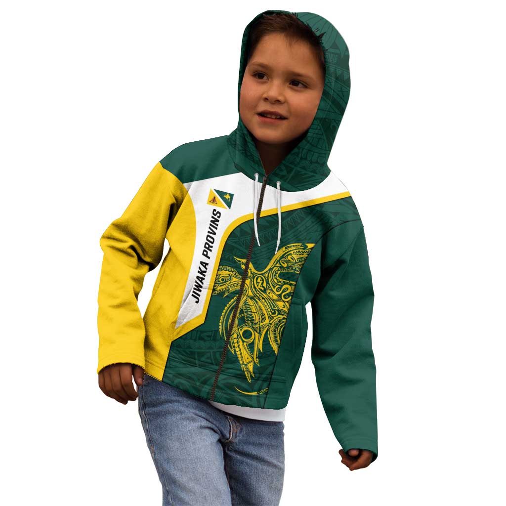 Personalised PNG Jiwaka Province Kid Hoodie Bird of Paradise Tattoo Flag Motif LT9 - Polynesian Pride
