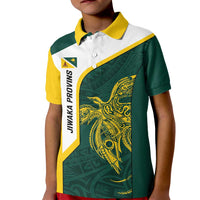 Personalised PNG Jiwaka Province Kid Polo Shirt Bird of Paradise Tattoo Flag Motif LT9 Kid Green - Polynesian Pride
