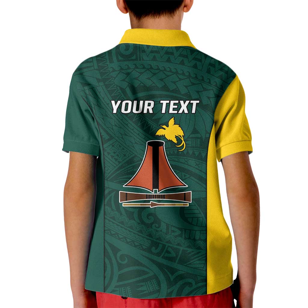 Personalised PNG Jiwaka Province Kid Polo Shirt Bird of Paradise Tattoo Flag Motif LT9 - Polynesian Pride