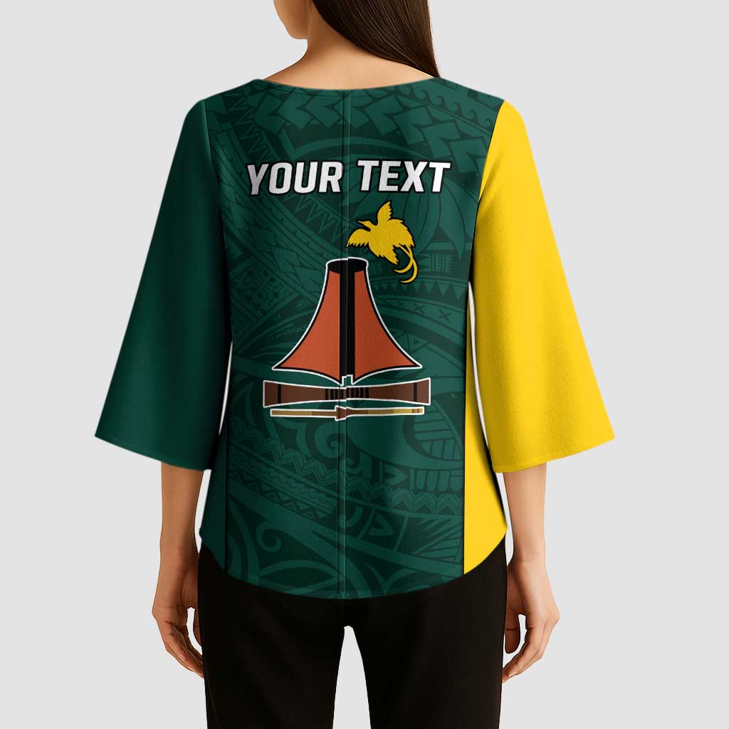Personalised PNG Jiwaka Province Kimono Sleeve Blouse Bird of Paradise Tattoo Flag Motif LT9 - Polynesian Pride