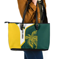 Personalised PNG Jiwaka Province Leather Tote Bag Bird of Paradise Tattoo Flag Motif LT9 - Polynesian Pride