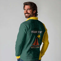 Personalised PNG Jiwaka Province Long Sleeve Polo Shirt Bird of Paradise Tattoo Flag Motif LT9 - Polynesian Pride