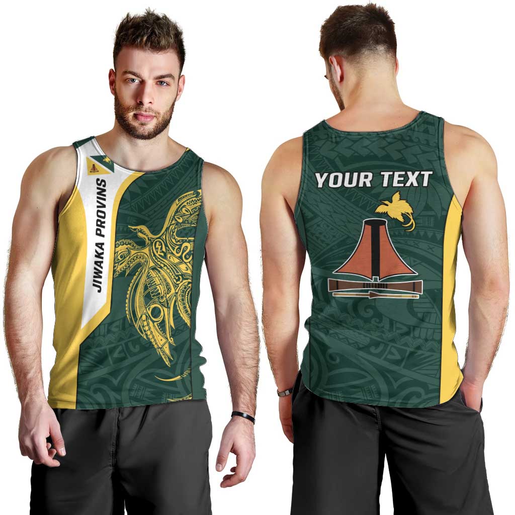 Personalised PNG Jiwaka Province Men Tank Top Bird of Paradise Tattoo Flag Motif LT9 - Polynesian Pride