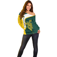Personalised PNG Jiwaka Province Off Shoulder Sweater Bird of Paradise Tattoo Flag Motif - Polynesian Pride