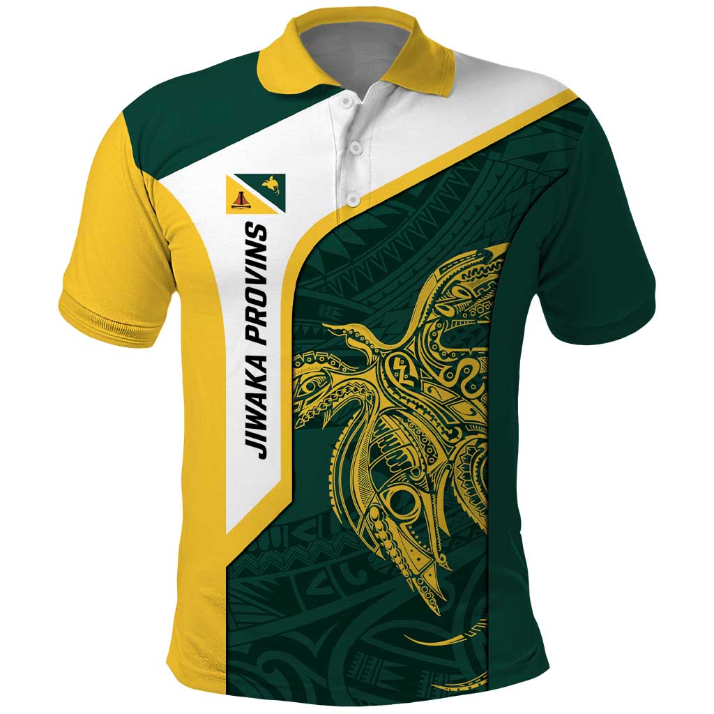 Personalised PNG Jiwaka Province Polo Shirt Bird of Paradise Tattoo Flag Motif - Polynesian Pride