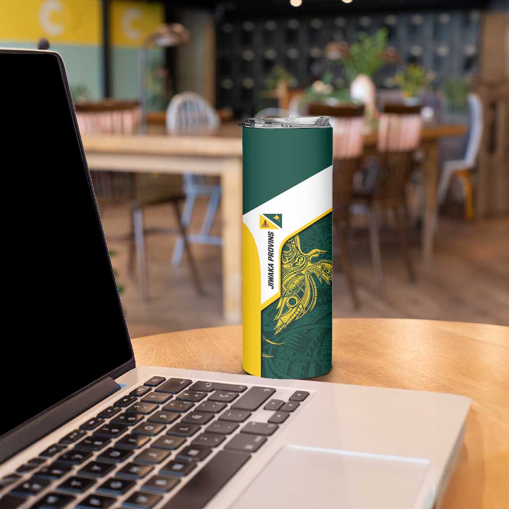 Personalised PNG Jiwaka Province Skinny Tumbler Bird of Paradise Tattoo Flag Motif LT9 - Polynesian Pride