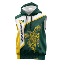 Personalised PNG Jiwaka Province Sleeveless Zip Hoodie Bird of Paradise Tattoo Flag Motif LT9 Green - Polynesian Pride