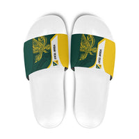 Personalised PNG Jiwaka Province Slide Sandals Bird of Paradise Tattoo Flag Motif LT9 Green - Polynesian Pride