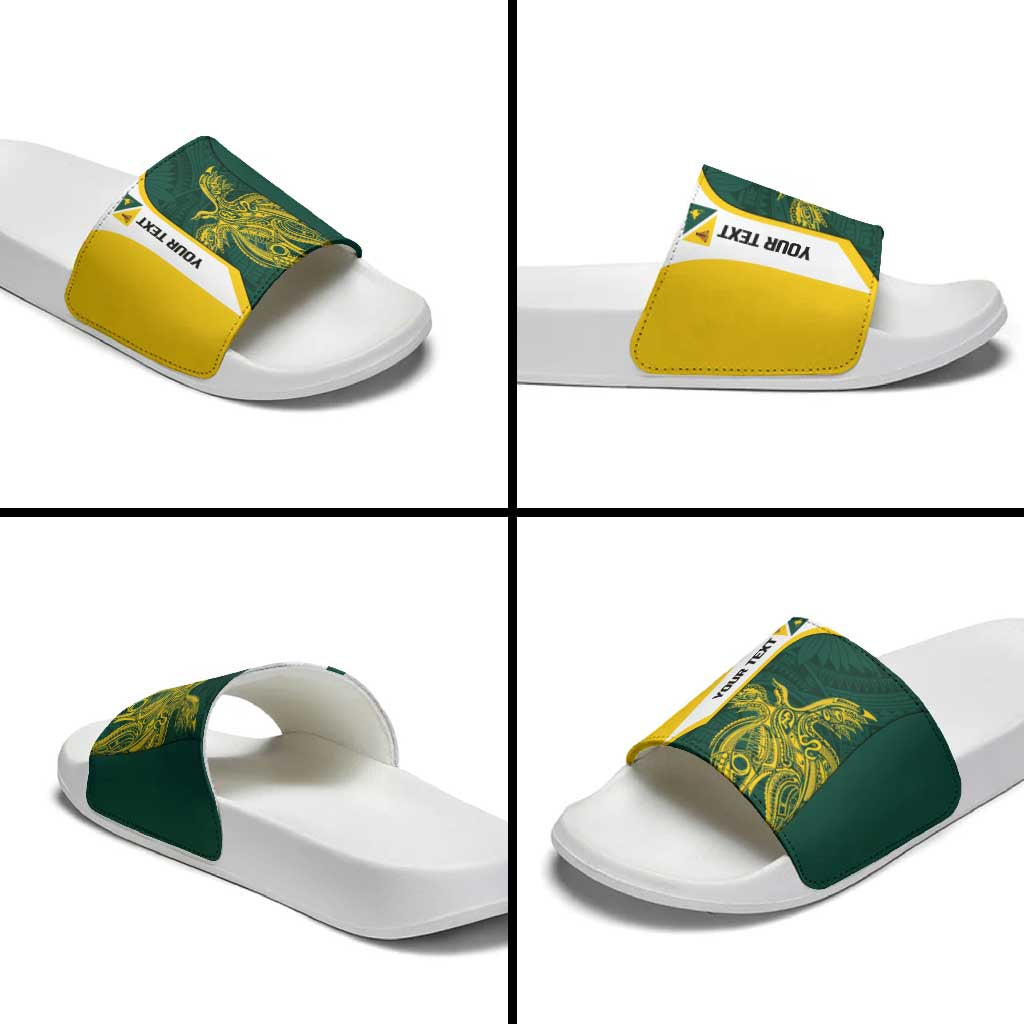 Personalised PNG Jiwaka Province Slide Sandals Bird of Paradise Tattoo Flag Motif LT9 - Polynesian Pride