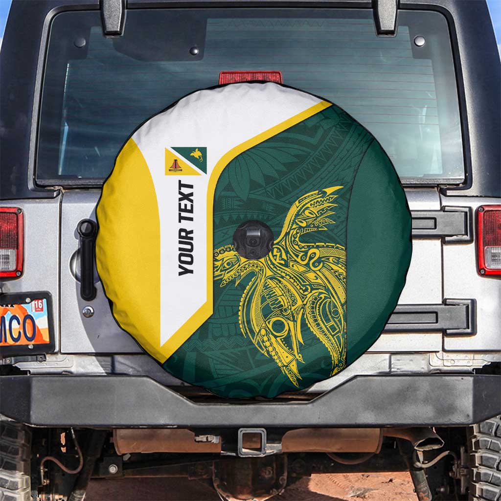 Personalised PNG Jiwaka Province Spare Tire Cover Bird of Paradise Tattoo Flag Motif LT9 Green - Polynesian Pride