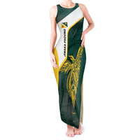 Personalised PNG Jiwaka Province Tank Maxi Dress Bird of Paradise Tattoo Flag Motif LT9 Women Green - Polynesian Pride