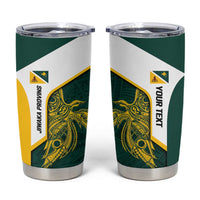 Personalised PNG Jiwaka Province Tumbler Cup Bird of Paradise Tattoo Flag Motif LT9 Green - Polynesian Pride