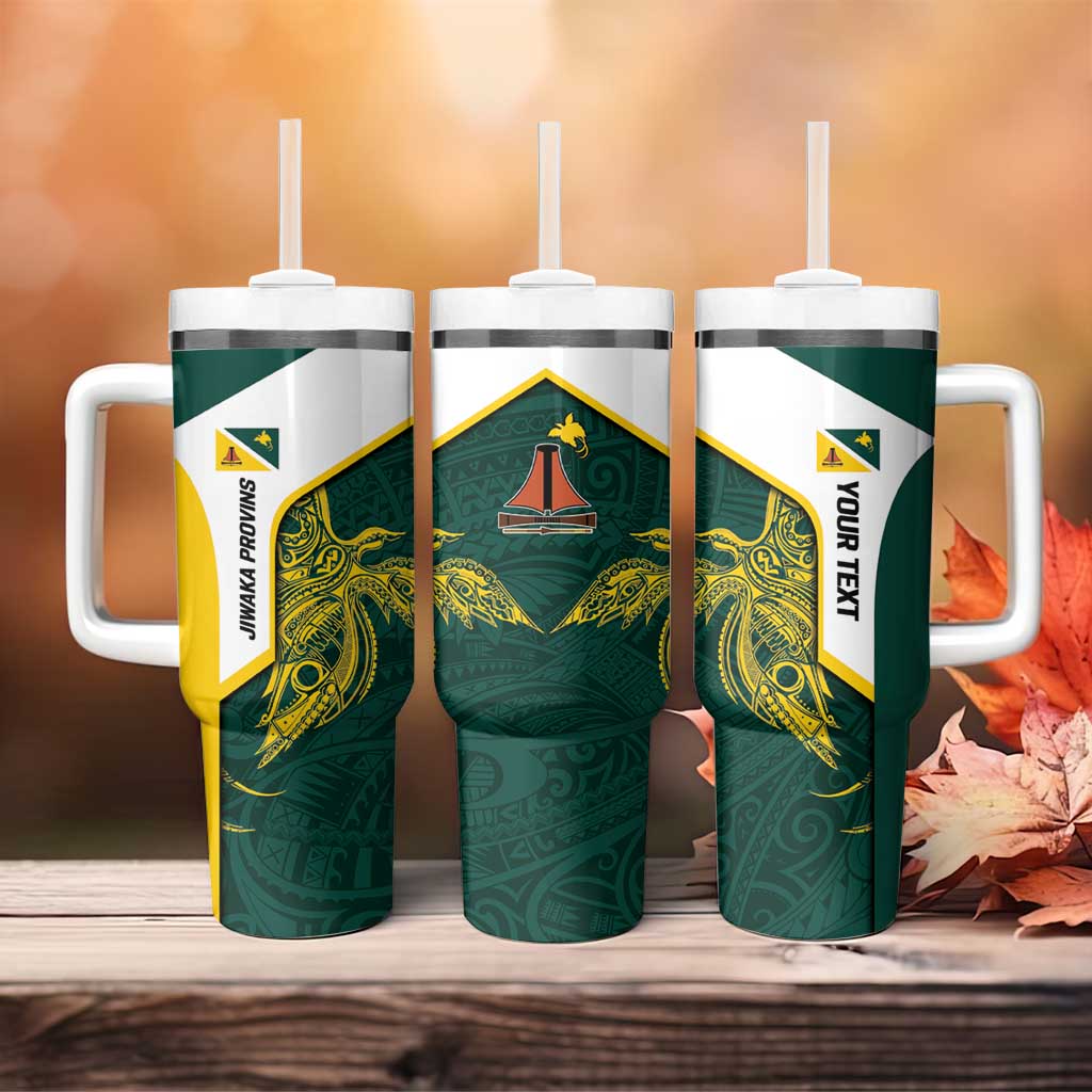 Personalised PNG Jiwaka Province Tumbler With Handle Bird of Paradise Tattoo Flag Motif LT9 - Polynesian Pride
