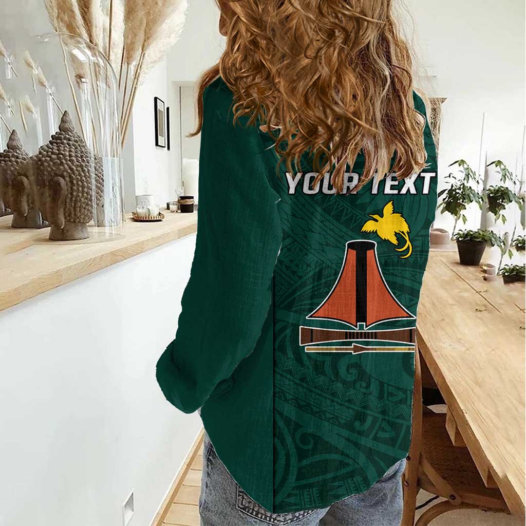 Personalised PNG Jiwaka Province Women Casual Shirt Bird of Paradise Tattoo Flag Motif LT9 - Polynesian Pride