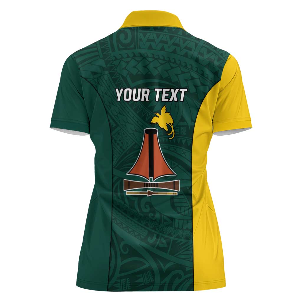Personalised PNG Jiwaka Province Women Polo Shirt Bird of Paradise Tattoo Flag Motif LT9 - Polynesian Pride