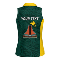 Personalised PNG Jiwaka Province Women Sleeveless Polo Shirt Bird of Paradise Tattoo Flag Motif LT9 - Polynesian Pride