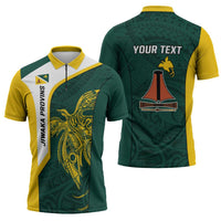 Personalised PNG Jiwaka Province Zipper Polo Shirt Bird of Paradise Tattoo Flag Motif LT9 - Polynesian Pride