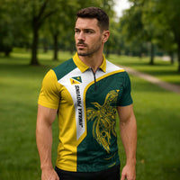 Personalised PNG Jiwaka Province Zipper Polo Shirt Bird of Paradise Tattoo Flag Motif LT9 - Polynesian Pride