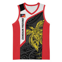 Personalised PNG Sandaun Province Basketball Jersey Bird of Paradise Tattoo Flag Motif LT9 Unisex Red - Polynesian Pride