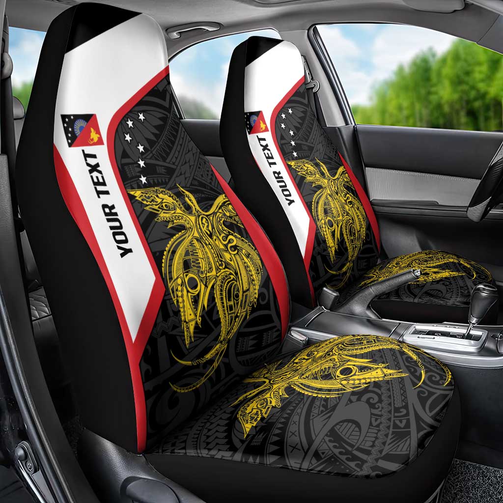 Personalised PNG Sandaun Province Car Seat Cover Bird of Paradise Tattoo Flag Motif LT9 - Polynesian Pride