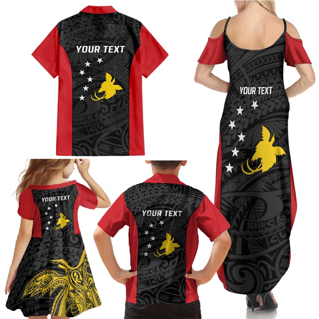 Personalised PNG Sandaun Province Family Matching Summer Maxi Dress and Hawaiian Shirt Bird of Paradise Tattoo Flag Motif LT9 - Polynesian Pride