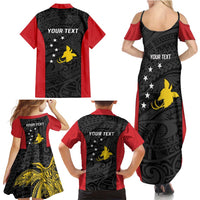 Personalised PNG Sandaun Province Family Matching Summer Maxi Dress and Hawaiian Shirt Bird of Paradise Tattoo Flag Motif LT9 - Polynesian Pride