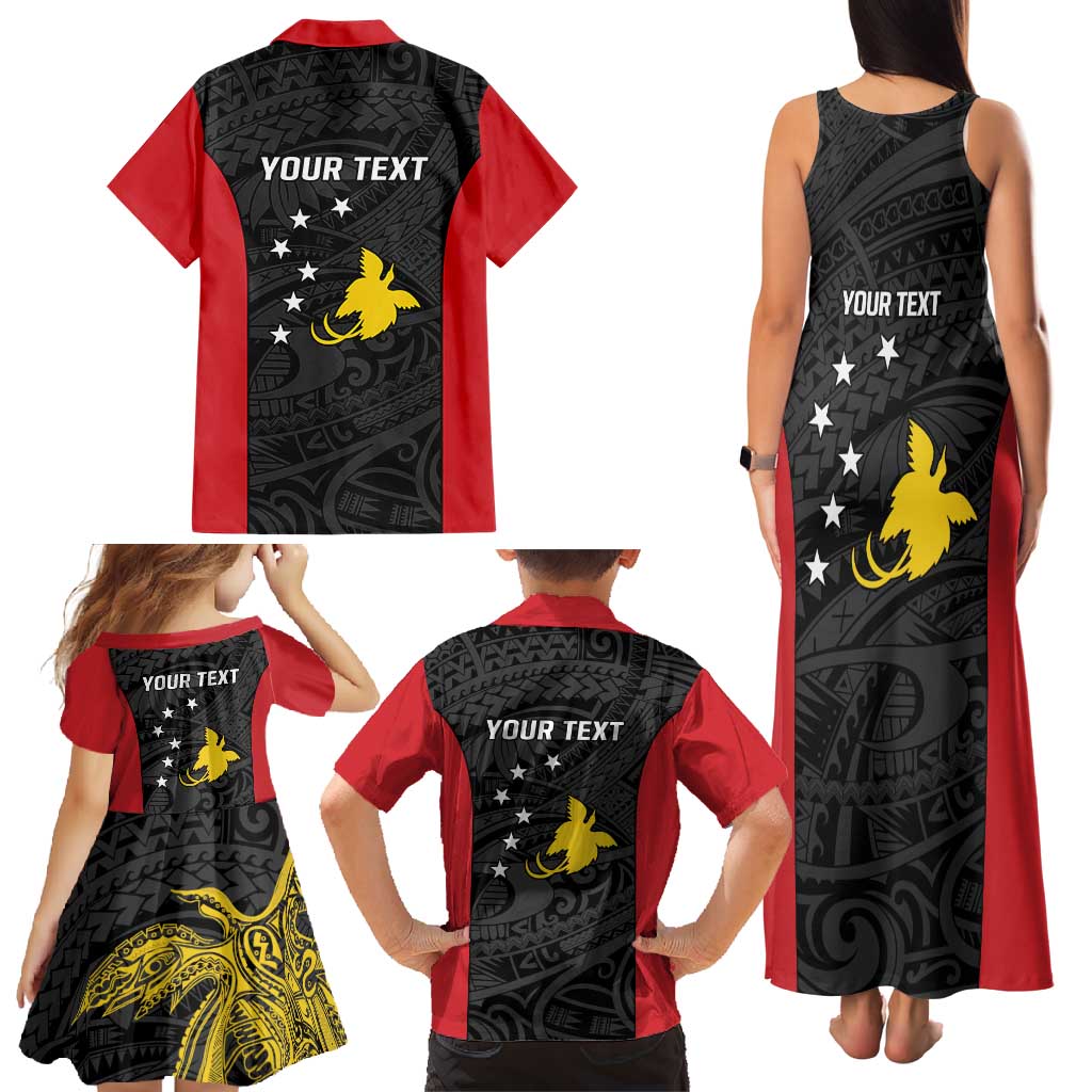 Personalised PNG Sandaun Province Family Matching Tank Maxi Dress and Hawaiian Shirt Bird of Paradise Tattoo Flag Motif LT9 - Polynesian Pride
