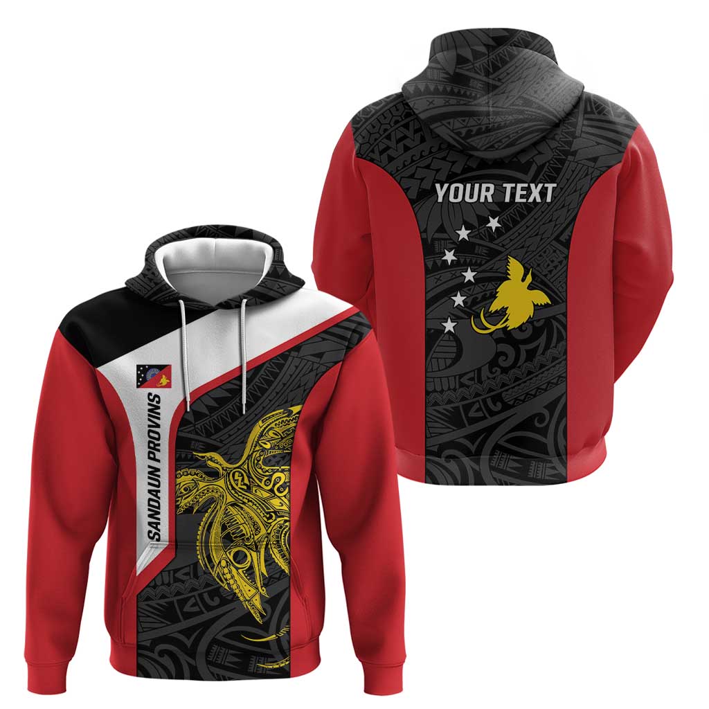 Personalised PNG Sandaun Province Hoodie Bird of Paradise Tattoo Flag Motif LT9 - Polynesian Pride