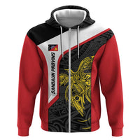Personalised PNG Sandaun Province Hoodie Bird of Paradise Tattoo Flag Motif LT9 Zip Hoodie Red - Polynesian Pride