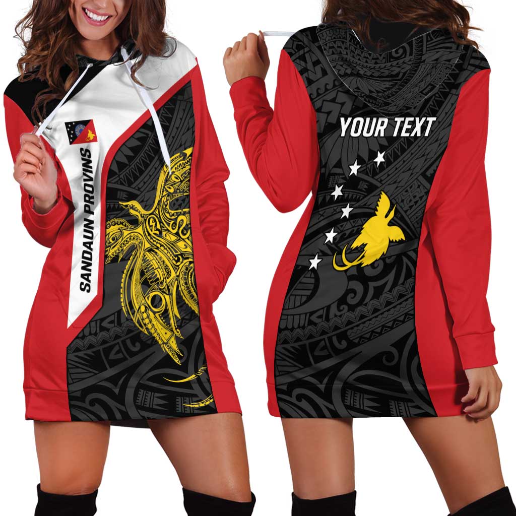 Personalised PNG Sandaun Province Hoodie Dress Bird of Paradise Tattoo Flag Motif LT9 - Polynesian Pride