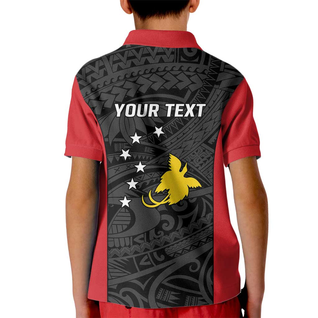 Personalised PNG Sandaun Province Kid Polo Shirt Bird of Paradise Tattoo Flag Motif LT9 - Polynesian Pride