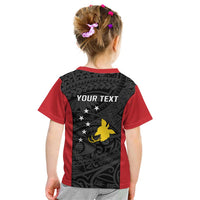Personalised PNG Sandaun Province Kid T Shirt Bird of Paradise Tattoo Flag Motif LT9 - Polynesian Pride