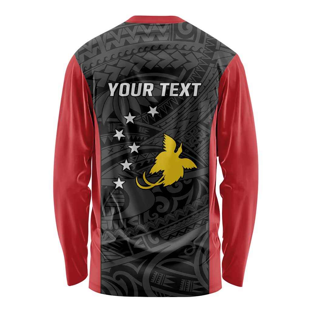 Personalised PNG Sandaun Province Long Sleeve Shirt Bird of Paradise Tattoo Flag Motif LT9 - Polynesian Pride