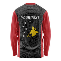 Personalised PNG Sandaun Province Long Sleeve Shirt Bird of Paradise Tattoo Flag Motif LT9 - Polynesian Pride