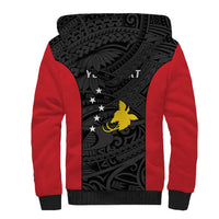 Personalised PNG Sandaun Province Sherpa Hoodie Bird of Paradise Tattoo Flag Motif LT9 - Polynesian Pride