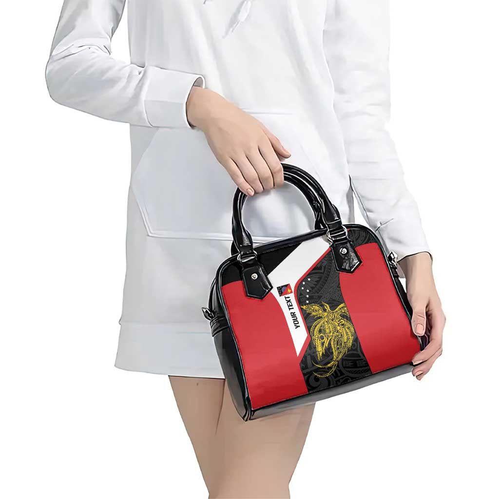 Personalised PNG Sandaun Province Shoulder Handbag Bird of Paradise Tattoo Flag Motif - Polynesian Pride