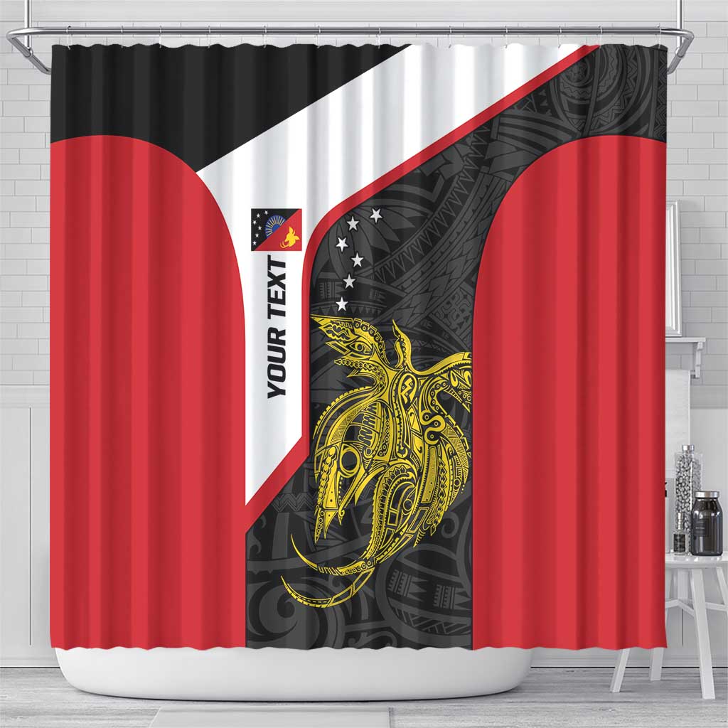 Personalised PNG Sandaun Province Shower Curtain Bird of Paradise Tattoo Flag Motif LT9 - Polynesian Pride