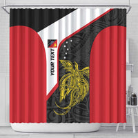 Personalised PNG Sandaun Province Shower Curtain Bird of Paradise Tattoo Flag Motif LT9 - Polynesian Pride