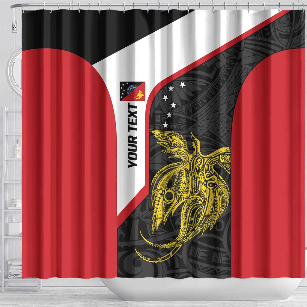 Personalised PNG Sandaun Province Shower Curtain Bird of Paradise Tattoo Flag Motif LT9 - Polynesian Pride