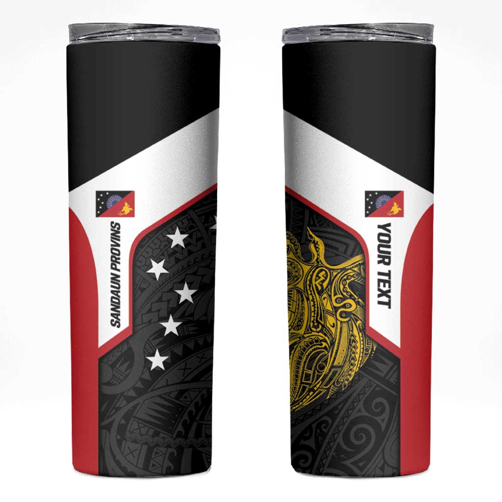 Personalised PNG Sandaun Province Skinny Tumbler Bird of Paradise Tattoo Flag Motif LT9 Red - Polynesian Pride