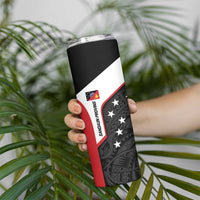 Personalised PNG Sandaun Province Skinny Tumbler Bird of Paradise Tattoo Flag Motif LT9 - Polynesian Pride
